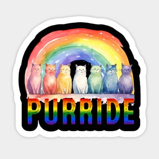 Purride LGBTQIA+ Pride Kitty Cat Rainbow Gradient T-Shirt Sticker